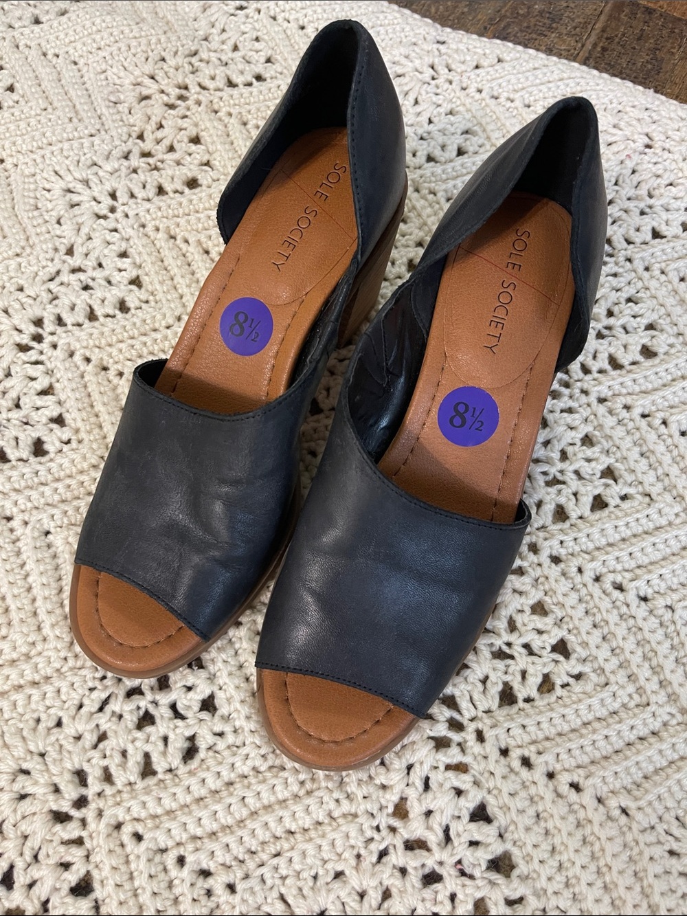 Sole Society Black Open-Toe D'Orsay Heels